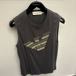 Rare Vintage Runway 90s Emporio Armani crop sleeveless Beaded Eagle